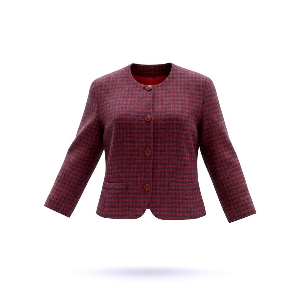 Pendleton Vintage Wool Houndstooth Blazer Jacket Red Navy Blue Size‎ 8 USA Made